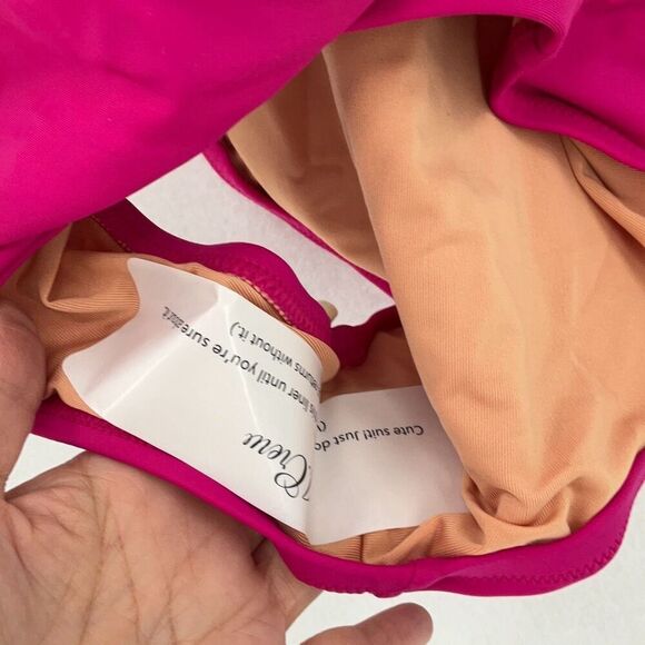 J. Crew Ruched V-Neck One-Piece Bathing Suit In Radiant Fuchsia Size 10 - Picture 5 of 6